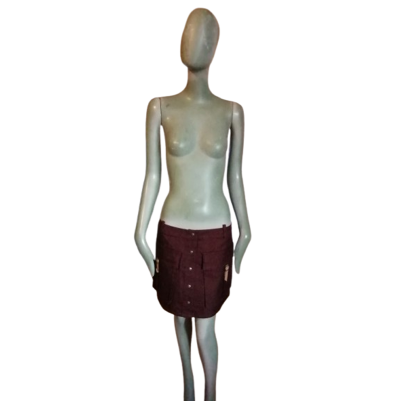 Mini jupe cargo vintage Y2K bordeaux 100 % coton