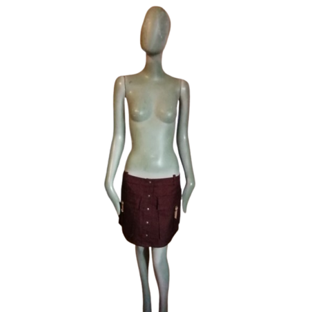 Mini jupe cargo vintage Y2K bordeaux 100 % coton