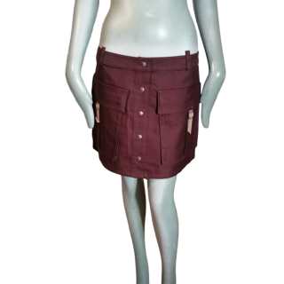 Mini jupe cargo vintage Y2K bordeaux 100 % coton