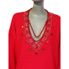 Pull bijou vintage rouge oversize années 80