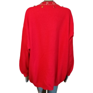 Pull bijou vintage rouge oversize années 80