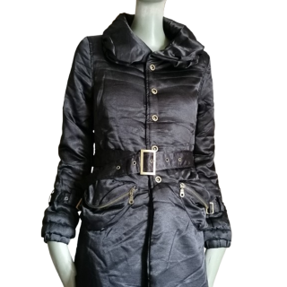 Lange Jacke Jacke Y2k Black Gürtel