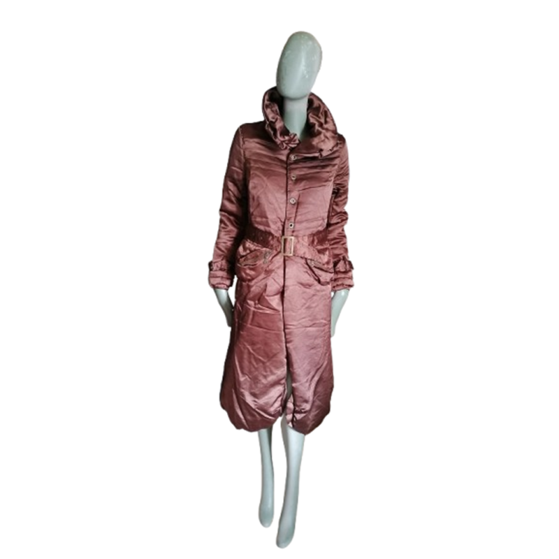 Doudoune longue satinée Y2K rose cuivré