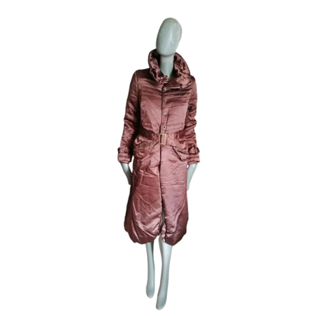 Casaco de cetim longo y2k rosa coppery