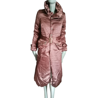 Giacca lunga satinata Y2K rosa ramosella