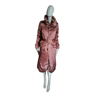 Doudoune longue satinée Y2K rose cuivré