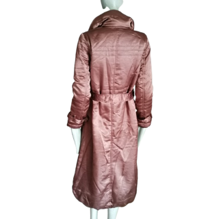Jacket de chaqueta larga y2k cobre rosa con cinturón