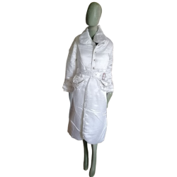 Hermosa chaqueta de poliéster largo y2k blanco