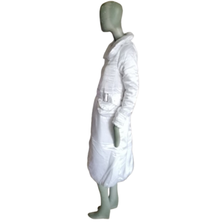 Mooie witte Y2K lange polyester jas