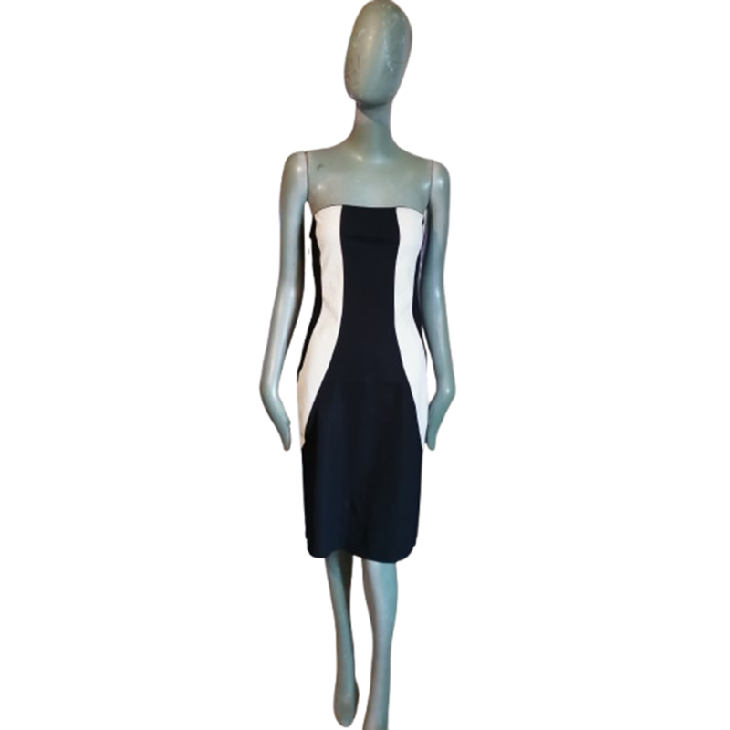 Ilary Itália preto e branco vintage strapless vestido y2k