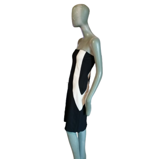 Abito senza spalline vintage in bianco e nero dell'Italia Y2K