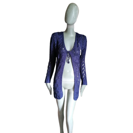 Cardigan Y2K azul ganchillo índigo - nuevo muerto de muerto