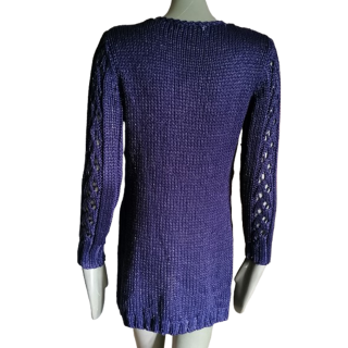 Cardigan Y2k Blau Häkeln Indigo - neuer Deadstock