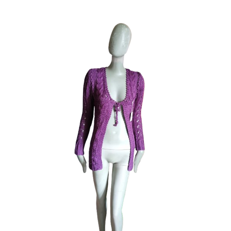 Cardigan Y2k Irid-lila böhmisches Mesh