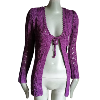 Cardigan Y2K Iride Roxo Bohemian Mesh