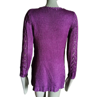 Cardigan Y2K violet irisé maille bohème