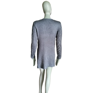Lang Grijs Vest Oedro Mesh Schoonheidsvrouw
