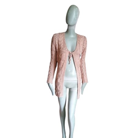 Bruin Cardigan Lange Mesh Oatede Beauty Woman