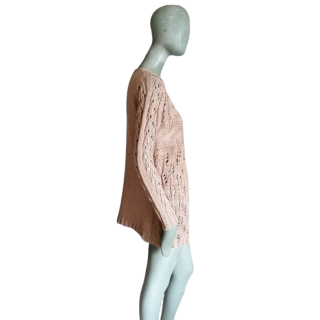 Cardigan marrón largo largo Mesh Oatnedene Beauty Woman