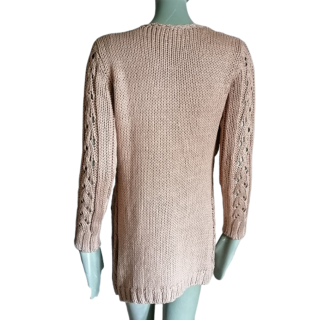 Brown Cardigan Long Long Mesh Oatenede Beauty Woman