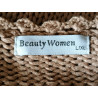 Cardigan marron-clair long maille ajourée Beauty Woman