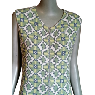 Vestido de túnica vintage T'ài Y2K Malla gráfica de cremallera completa
