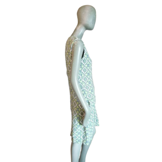 Vestido de túnica vintage T'ài Y2K Malla gráfica de cremallera completa