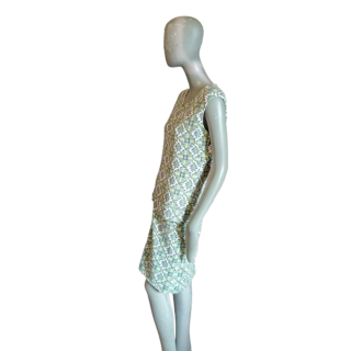 Vestido de túnica vintage T'ài Y2K Malla gráfica de cremallera completa