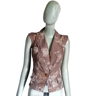 OPPIO Made in Italy – Gilet asymétrique floral Y2K deadstock
