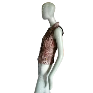 Oppio feito na Itália - colete assimétrico floral Y2K Deadstock