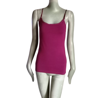 Female tank top Zenana Outfitters plum straps embroidery