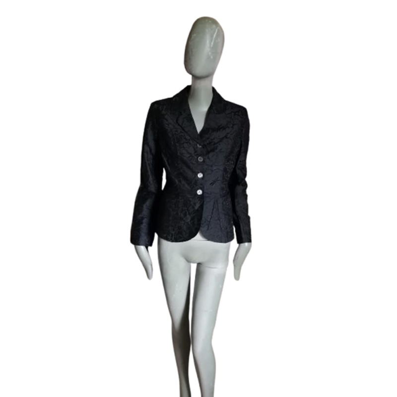 Blazer Sonia Special Vintage Italian 100% Black Jacquard Silk