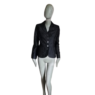 Blazer Sonia Especial Vintage Italiano 100% Jacquard Negro Seda
