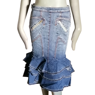 Jupe sirène denim vintage Gaetano Navarra Italy Y2K