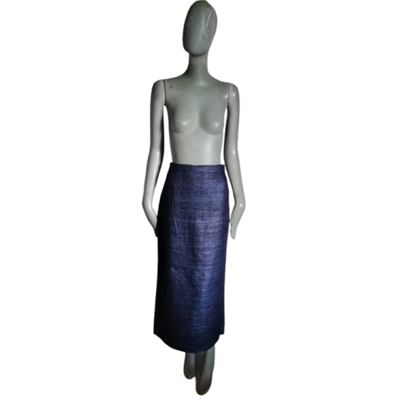 Jupe Longue Vintage Elegance 100 % Soie Bleu Nuit – Neuve