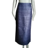 Vintage Falda larga elegancia 100% de la noche azul de seda - Nuevo