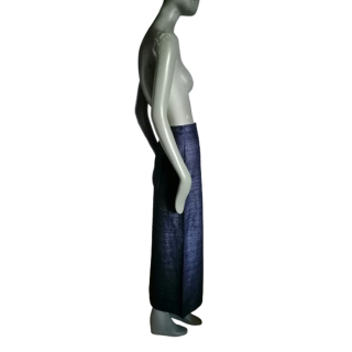 Gonna lunga vintage eleganza 100% seta blu notte - nuovo