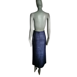 Vintage langer Rock Eleganz 100% Seidenblau-Nacht für Seidene - neu