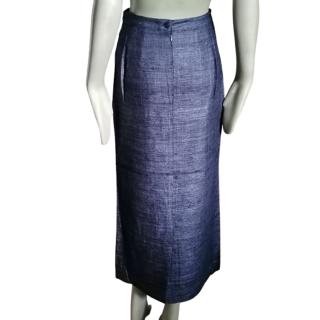 Vintage lange rok elegantie 100% zijden blauwe nacht - Nieuw
