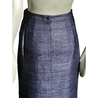 Vintage Longo Saia Elegância 100% Blue Night - Novo