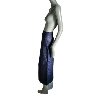 Vintage Long Skirt Elegance 100% Silk Blue Night - New