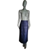 Vintage Falda larga elegancia 100% de la noche azul de seda - Nuevo