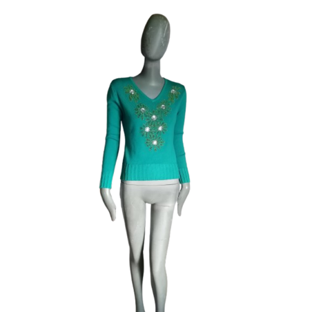Camisola Y2K Turquesa Jóias & Rhinestone - Tamanho L - Como Novo