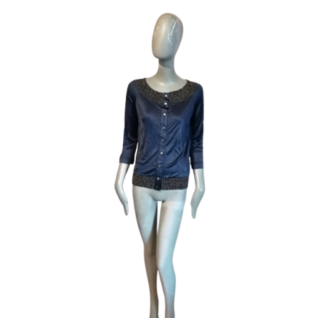 Vintage Satin Cardigan Blue Night Coll - Nooit gedragen