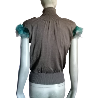 Maglione Paola Frani Merino e vere piume nuove condizioni