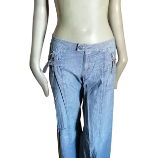 Pantalones Y2K Indian Rose Lado divertido arriba Archivo de luz Denim 2000S