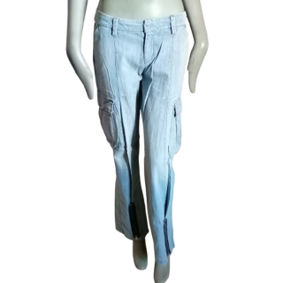 Pantalones de carga vintage Indian Rose Cielo azul 100% algodón