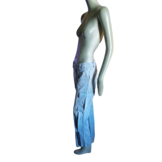Pantalones de carga vintage Indian Rose Cielo azul 100% algodón