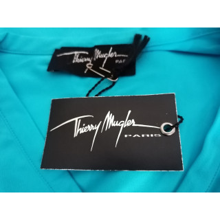Vintage Thierry Mugler Paris Top Stretch Turquoise Arquivo Y2K