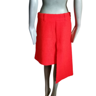 Jupe asymétrique Hache archive laine vierge orange Made in Italy